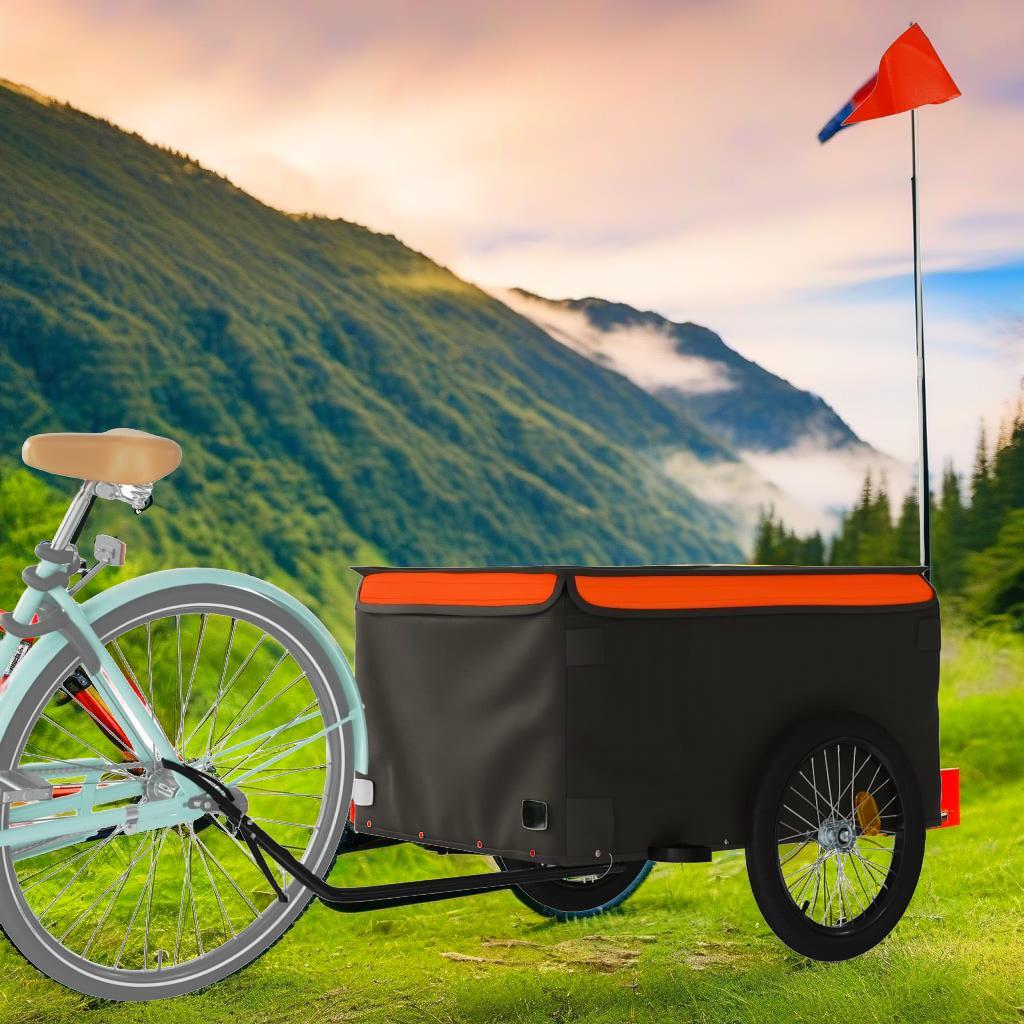 1pc Heavy Duty Bike Trailer, 45kg Load Capacity, Iron Construction, Durable Denim Fabric, Outdoor Adventure Cycling Accessory