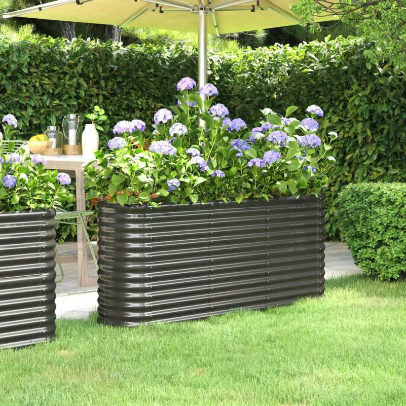 Garden Raised Bed Steel Planter Box Anthracite Color 152x48 cm Durable Powder- Coated Design Ideal for Vegetables Herbs and Flowers