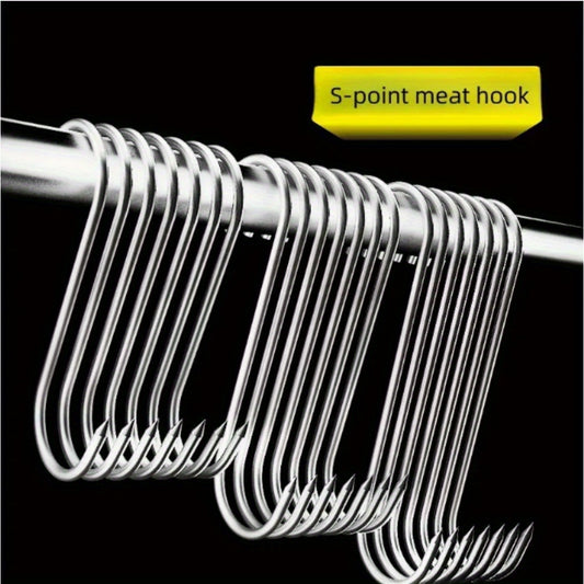 10-30pcs Three Sizes Premium S-shaped Meat Hooks - Stainless Steel Restaurant Equipment for Hot and Cold Smoking, BBQ, Grilling, Chicken Hunting, Hanging, Drying, Meat Processing, and Food Preparation - Durable, Corrosion-Res