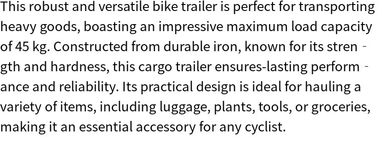 1pc Heavy Duty Bike Trailer, 45kg Load Capacity, Iron Construction, Durable Denim Fabric, Outdoor Adventure Cycling Accessory