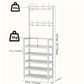 White 5-Tier Entryway Organizer - Freestanding Coat and Shoe Rack with Bench, 8 Hooks Included, Metal Construction (Assembly Required)