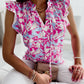 Women's Ruffled V-neck Blouse Top