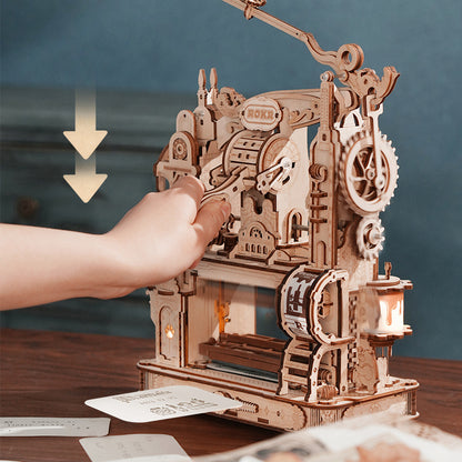 3D Wooden Puzzle Model Printing Press Mechanical Gears Teen Xmas Gift LK602