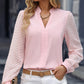 Early Autumn V-neck Lace Stitching Long-sleeved Shirt