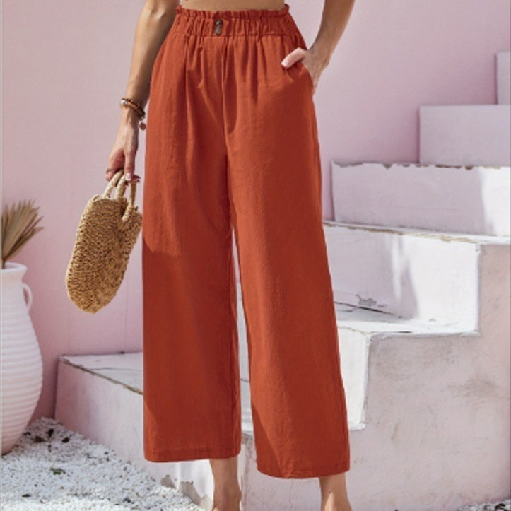 High Waist Straight Casual Pants