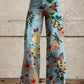 Plus Size Women's Casual Pants Thin Imitation Denim Wide Leg