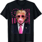 Funny Trump Bubble Gum Pink USA Flag T-Shirt, 180g