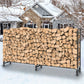 Long Firewood Rack Outdoor Heavy Duty Metal Steel Log Fireplace Wood Storage Holder for 650lbs Firewood