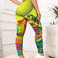 Yellow Cartoon Printed Sports Slim-fitting Leggings