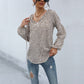 Retro Top Long Sleeve Drawstring Leopard-print Shirt