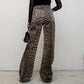 Pure Cotton Design Leopard Print High Waist Fashion Personalized Casual Pants New Cross-border Versatile Niche Trousers