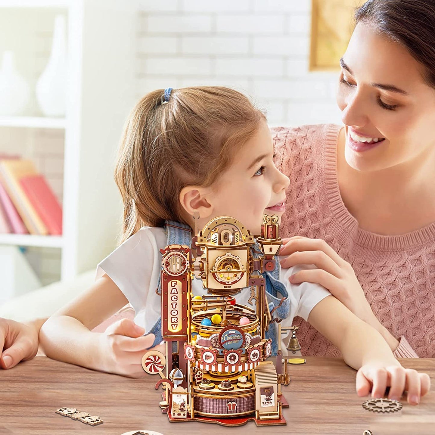 Marble Chocolate Factory 3D Wooden Puzzle Games Assembly Model Building Toys For Children Kids Birthday Gift