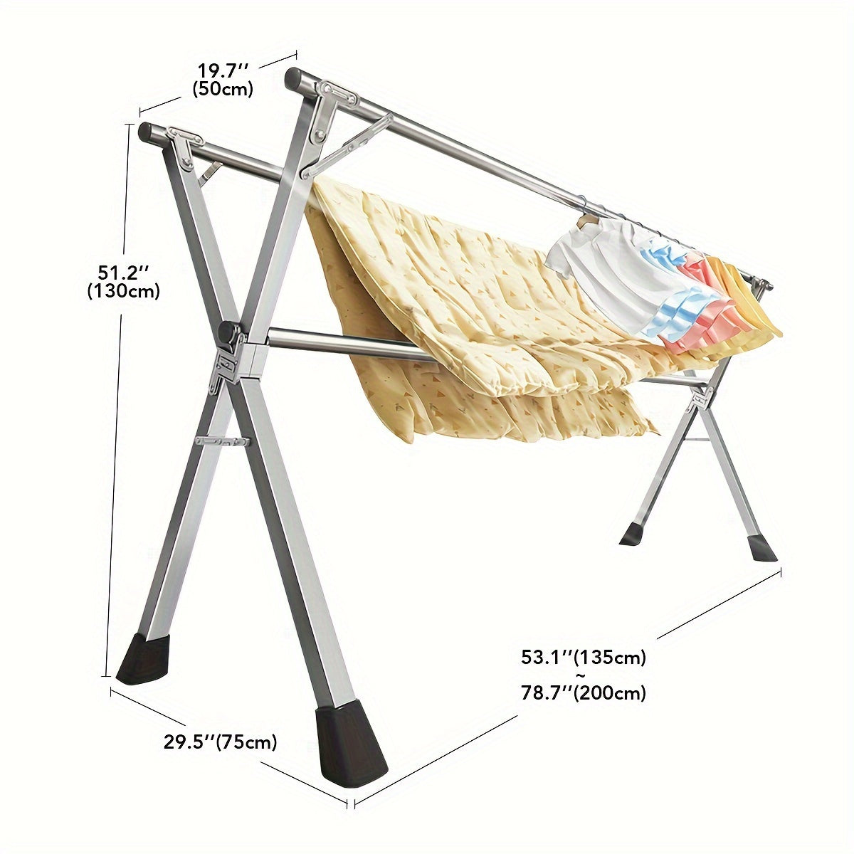 Foldable Clothes Drying Rack Clothing Folding Indoor Outdoor, Heavy Duty Stainless Steel Laundry Drying Rack, Foldable Portable Garment Rack