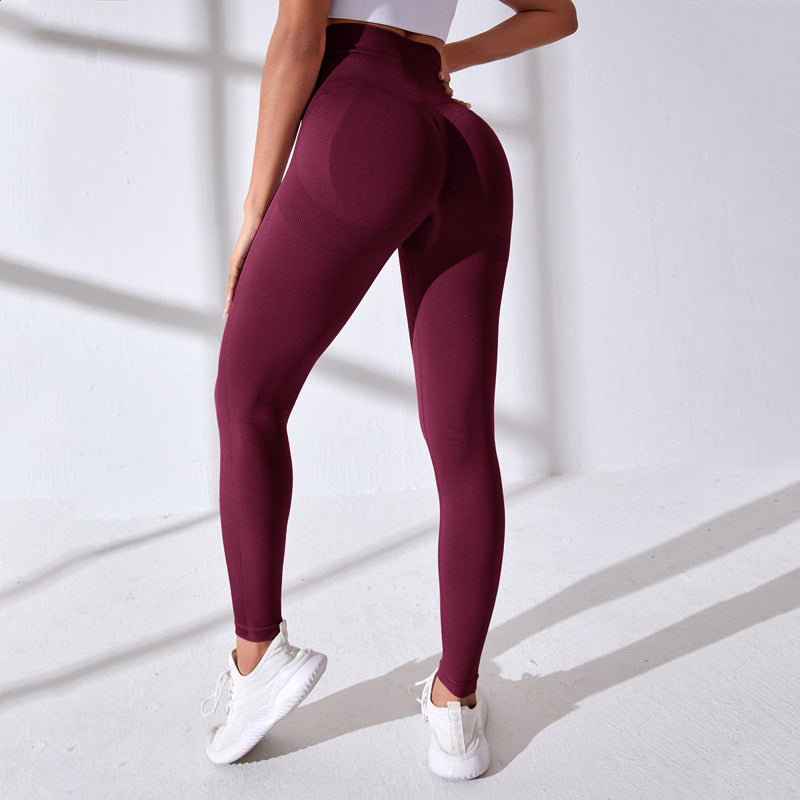 Seamless Knitted Peach Hip Fitness Pants High Waist