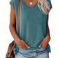 Women's Fashion Casual Solid Color And V-neck Short Sleeve