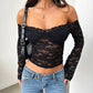 Women's Autumn Fashionable Lace Off-shoulder Long-sleeved Top