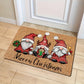 Christmas Gnome Door Mat - Stain-Resistant, Easy Clean Polyester Rug for Indoor/Outdoor Entrance Decor, Low Pile, Machine Washable