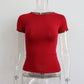 Basic Style Round Neck Short Sleeve Women's Tight Sexy