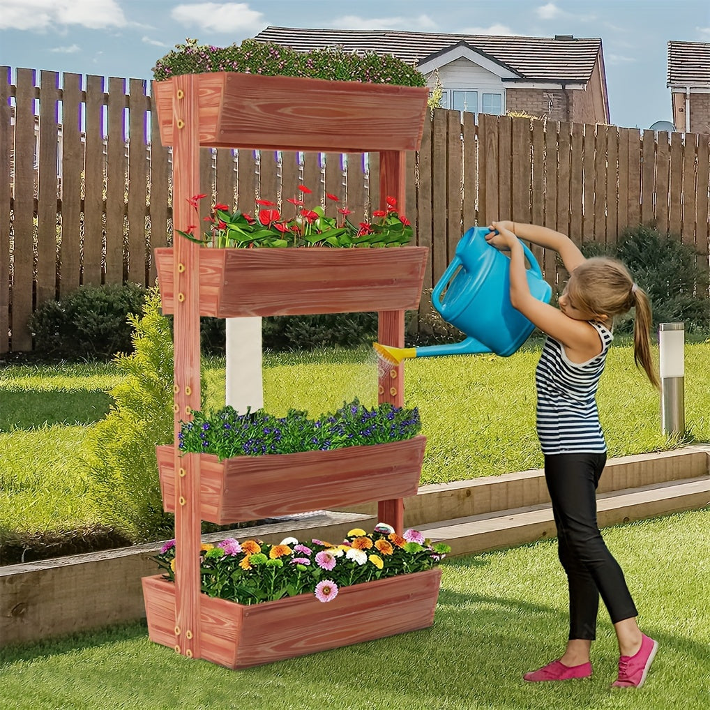 4 Tiers Vertical Raised Garden Bed Outdoor Garden Stand Planter Bed with 4 Container Boxes for Patio Balcony Herbs and Veges