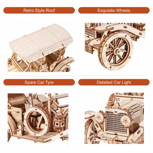 3D Wooden Puzzle DIY Model Vintage Car MC801 Building Toys Gifts For Teens