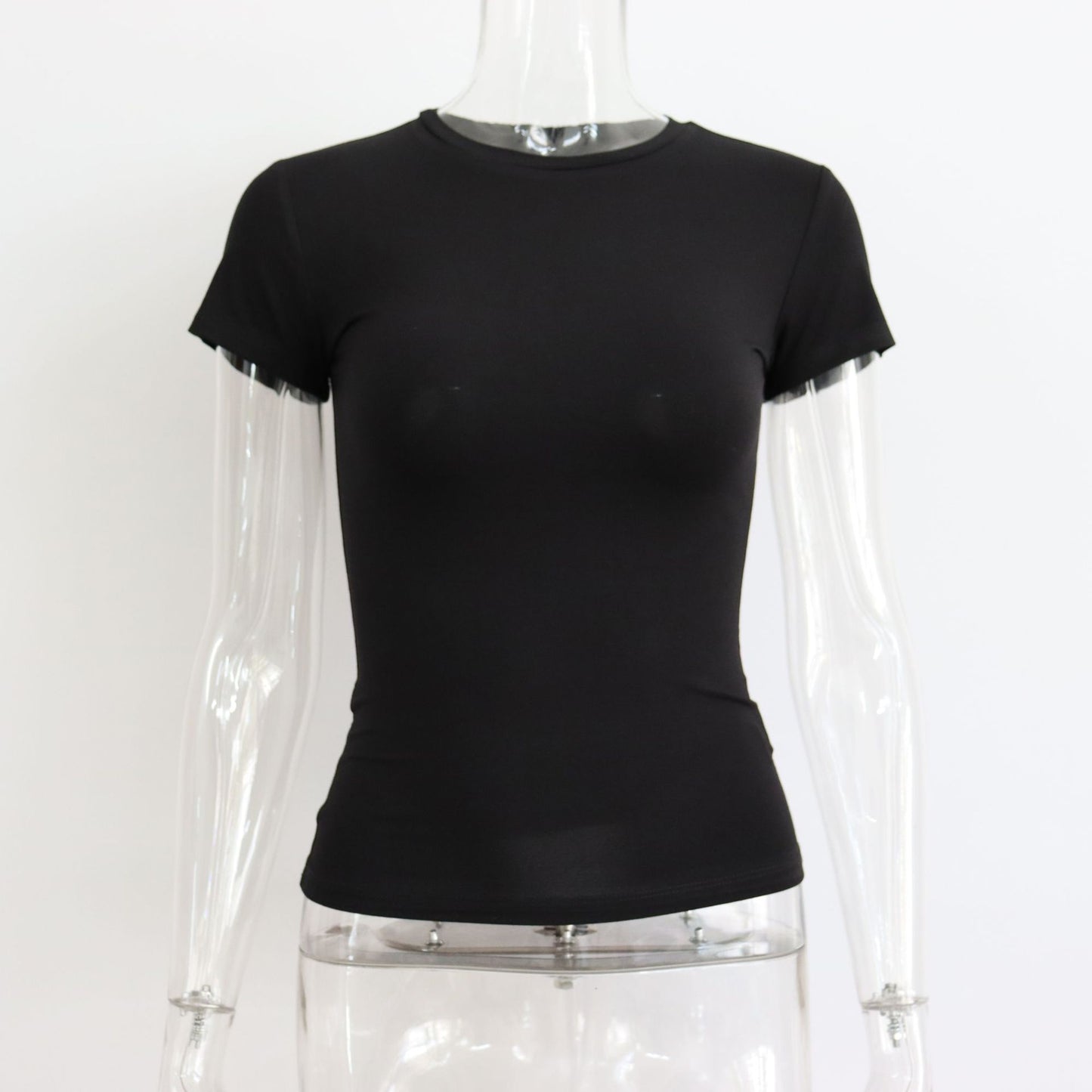 Basic Style Round Neck Short Sleeve Women's Tight Sexy