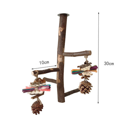 Parrot Bird Wood Stand Pole Toy