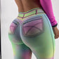 Tie-dyed Colourful Women's Imitation Denim Plus Size Sexy Sports Yoga Pants