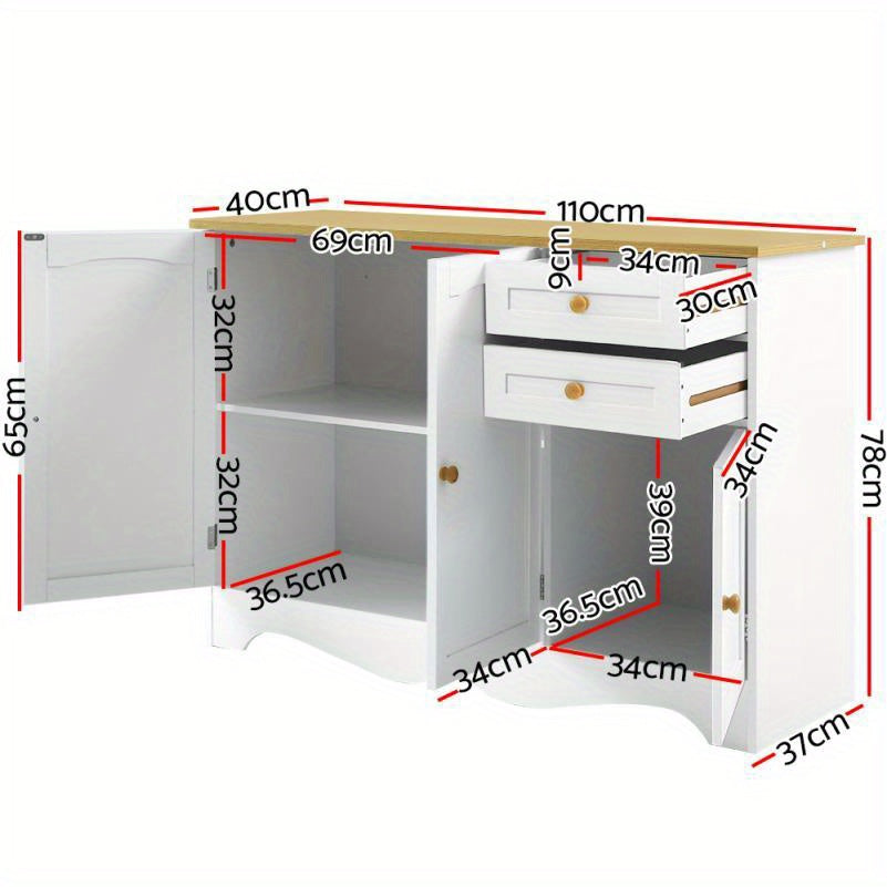 Elegant White Three Door Buffet Sideboard Storage Cabinet for Dining Room and Living Room