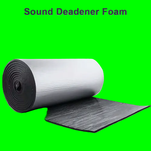 Roll of sound deadening foam with text 'Sound Deadener Foam' on a white background