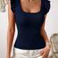 Square Neck Slim Fit T-shirt Knitted For Slimming Effect