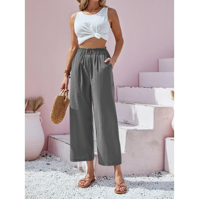 High Waist Straight Casual Pants