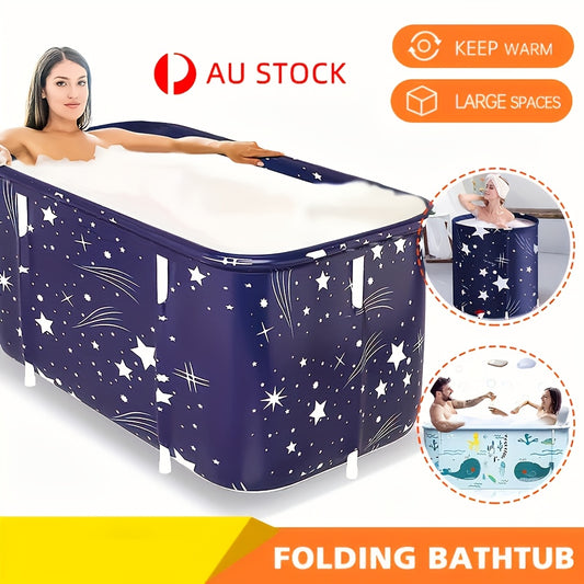 1pc Contemporary Portable Folding Bathtub, Large Soaking SPA Tub with Keeps Warm Feature, Adult Foldable PVC Barrel for Household Use