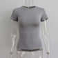 Basic Style Round Neck Short Sleeve Women's Tight Sexy