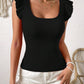 Square Neck Slim Fit T-shirt Knitted For Slimming Effect