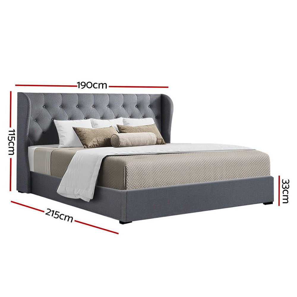 THE MARGOT - Bed Frame King Size Gas Lift Grey ISSA