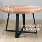 Round Dining Table 120cm Elm Timber Wood Black Metal Leg - Natural