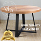 Round Dining Table 120cm Elm Timber Wood Black Metal Leg - Natural