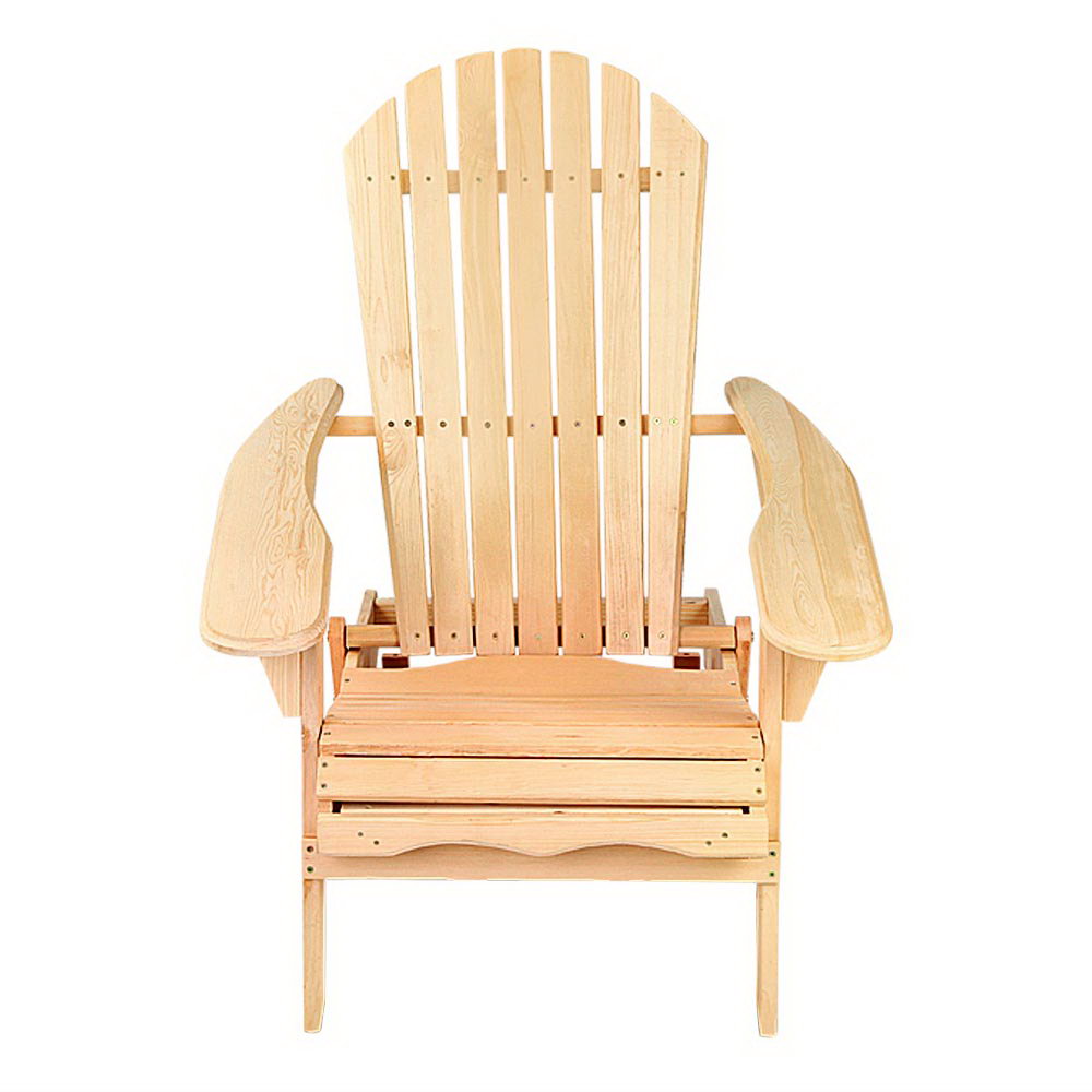 Set of 2 Wooden Adirondack Outdoor Chairs – Natural