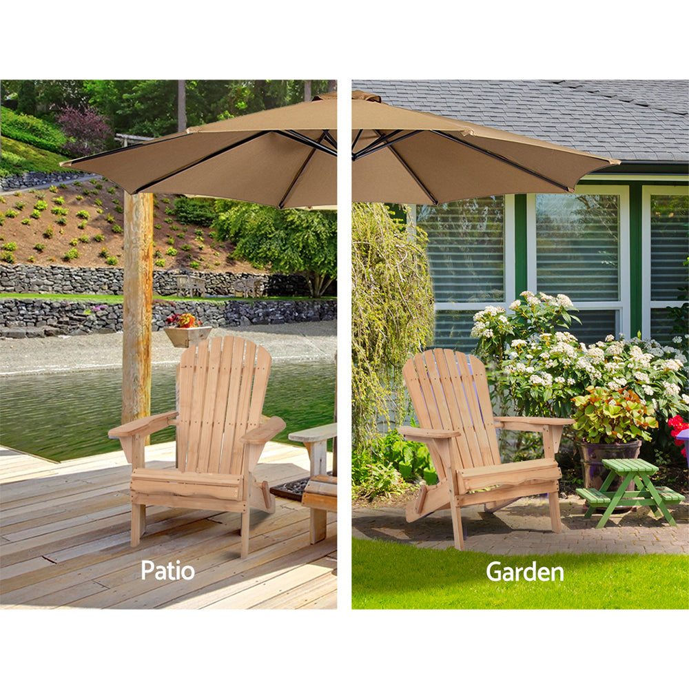 Set of 2 Wooden Adirondack Outdoor Chairs – Natural