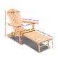 Adirondack Outdoor Chair and Ottoman Set – Natural Wooden Lounge