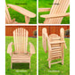 Adirondack Outdoor Chair and Ottoman Set – Natural Wooden Lounge