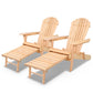 Adirondack Outdoor Chair and Ottoman Set – Natural Wooden Lounge