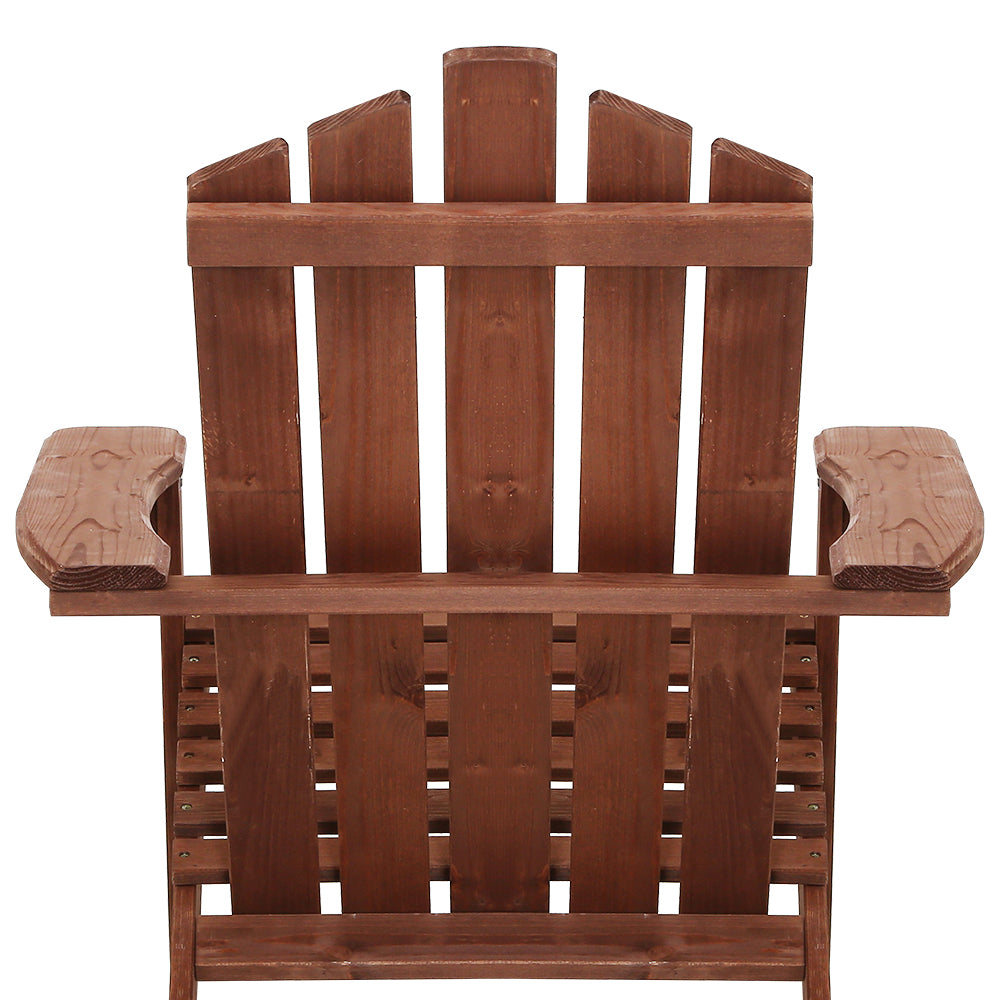 3 Piece Adirondack Outdoor Table and Chairs Set – Brown Timber