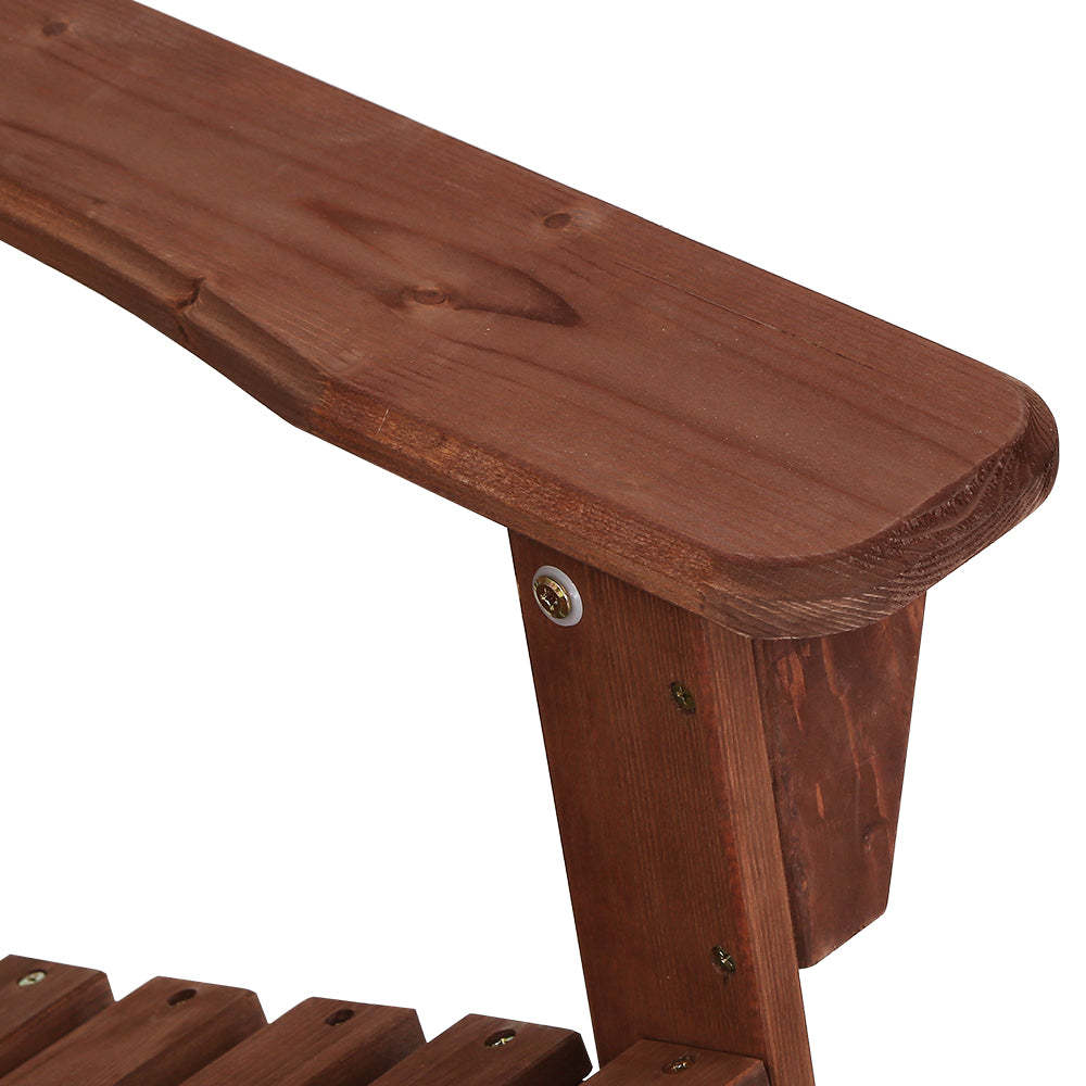 3 Piece Adirondack Outdoor Table and Chairs Set – Brown Timber