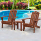 3 Piece Adirondack Outdoor Table and Chairs Set – Brown Timber