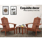 3 Piece Adirondack Outdoor Table and Chairs Set – Brown Timber