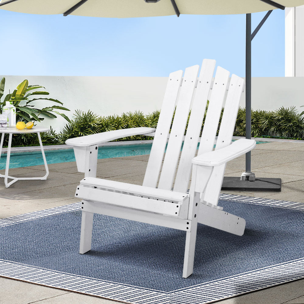 Wooden Adirondack Outdoor Chair – White