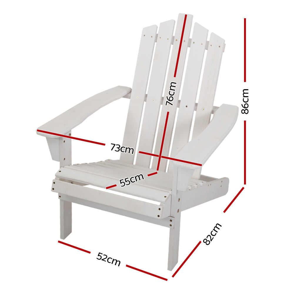 Wooden Adirondack Outdoor Chair – White