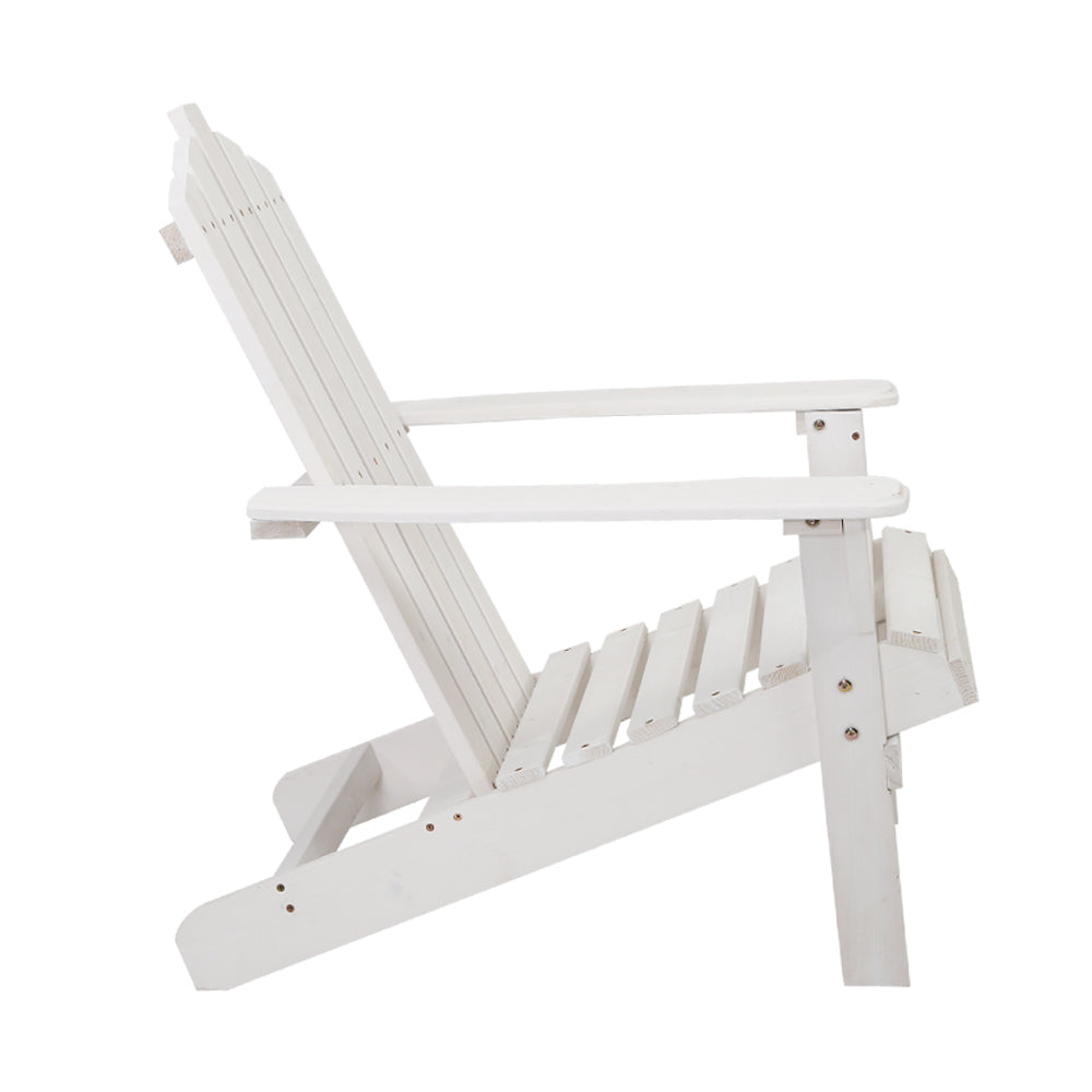 Wooden Adirondack Outdoor Chair – White