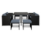 Outdoor Dining Set 9 Piece Wicker Table Chairs Setting Black